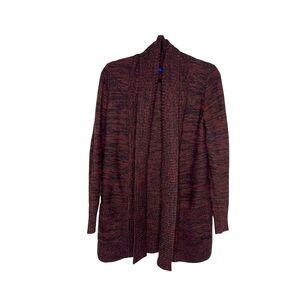 APT. 9 Cranberry & Black Cardigan Sweater with Silver Flecks M